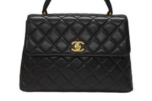 Load image into Gallery viewer, 極美品 CHANEL シャネル ケリー型 マトラッセ ハンドバッグ スモール 4番台 ラムレザー ブラック ゴールド金具 中古 4b004829