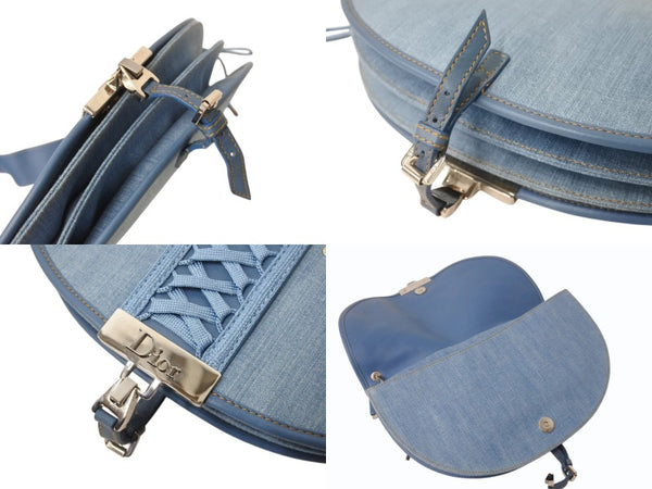 極美品 希少 Christian Dior クリスチャンディオール ワンショルダーバッグ アドミットイット デニム ブルー シルバー金具 中古 4b004832