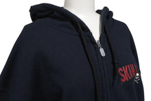 画像をギャラリービューアに読み込む, SKULL GANG スカルギャング プリント ジップアップパーカー クロスボーン HIPHOP ブラック レッド サイズM 美品 中古 4b004837