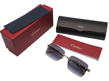 画像をギャラリービューアに読み込む, 極美品 CARTIER カルティエ クラッシュ ドゥ サングラス リムレス ESW00748 グラデーショングレー ゴールド金具 中古 4b004840