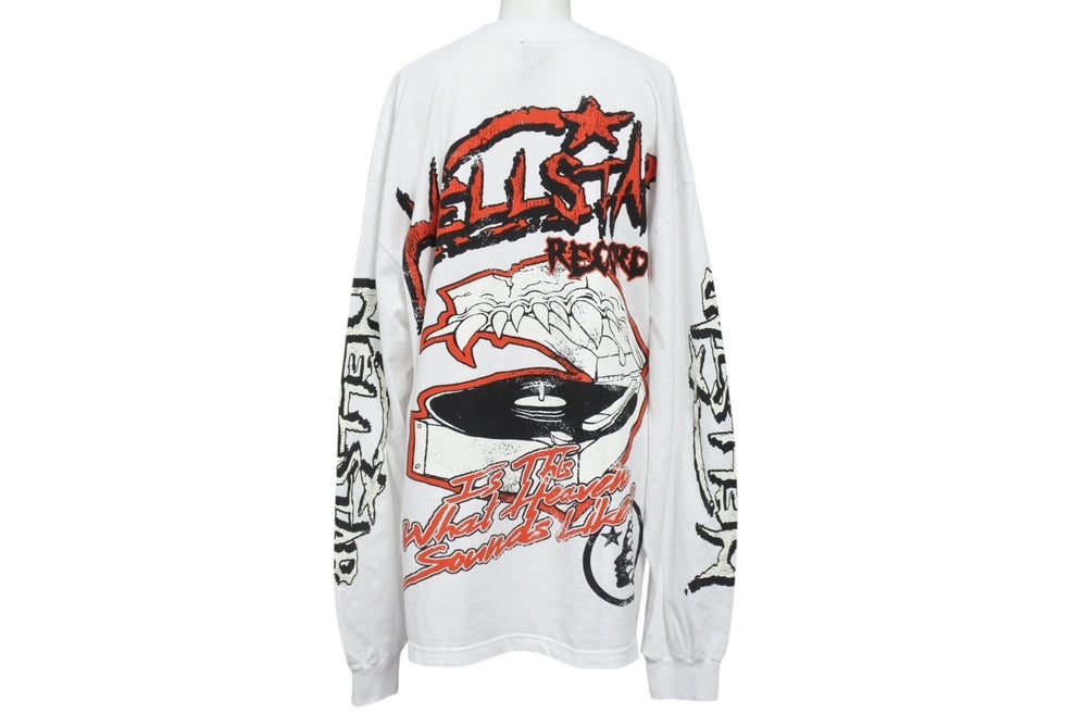 New and unused HELLSTAR RECORDS Records long sleeve T-shirt size XL multi-print white black red used 4b004843