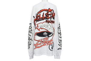 新品未使用 HELLSTAR ヘルスター RECORDS レコーズ 長袖Tシャツ サイズXL マルチプリント ホワイト ブラック レッド 中古 4b004843