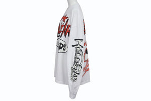 新品未使用 HELLSTAR ヘルスター RECORDS レコーズ 長袖Tシャツ サイズXL マルチプリント ホワイト ブラック レッド 中古 4b004843