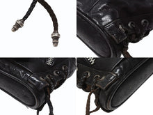 Load image into Gallery viewer, CHROME HEARTS クロムハーツ JJ DEAN MINI JJディーン ミニ ハンドバッグ レザーライダース シルバ−925 ブラック 美品 中古 4b004854