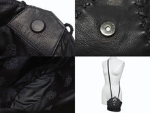 Load image into Gallery viewer, 極美品 CHROME HEARTS クロムハーツ 3ピースベルト レザーショルダーバッグ スクロールラベルロゴ ブラック シルバー925 中古 4b004878