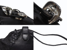 Load image into Gallery viewer, 極美品 CHROME HEARTS クロムハーツ 3ピースベルト レザーショルダーバッグ スクロールラベルロゴ ブラック シルバー925 中古 4b004878