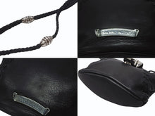 Load image into Gallery viewer, 極美品 CHROME HEARTS クロムハーツ 3ピースベルト レザーショルダーバッグ スクロールラベルロゴ ブラック シルバー925 中古 4b004878