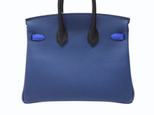画像をギャラリービューアに読み込む, 新品未使用 HERMES エルメス バーキン25 K刻印 ブラック ディープブルー ブルーイドラ エプソン シルバー金具 中古 4b004883