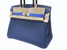 画像をギャラリービューアに読み込む, 新品未使用 HERMES エルメス バーキン25 K刻印 ブラック ディープブルー ブルーイドラ エプソン シルバー金具 中古 4b004883