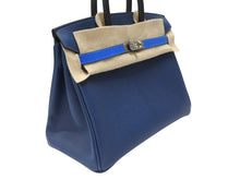 画像をギャラリービューアに読み込む, 新品未使用 HERMES エルメス バーキン25 K刻印 ブラック ディープブルー ブルーイドラ エプソン シルバー金具 中古 4b004883