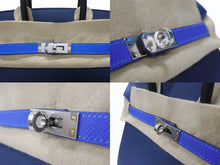 画像をギャラリービューアに読み込む, 新品未使用 HERMES エルメス バーキン25 K刻印 ブラック ディープブルー ブルーイドラ エプソン シルバー金具 中古 4b004883