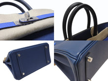 画像をギャラリービューアに読み込む, 新品未使用 HERMES エルメス バーキン25 K刻印 ブラック ディープブルー ブルーイドラ エプソン シルバー金具 中古 4b004883