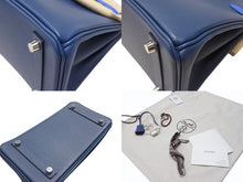 画像をギャラリービューアに読み込む, 新品未使用 HERMES エルメス バーキン25 K刻印 ブラック ディープブルー ブルーイドラ エプソン シルバー金具 中古 4b004883