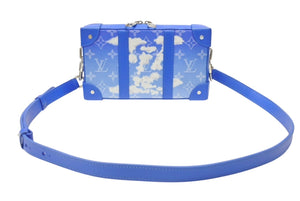極美品 LOUIS VUITTON ルイヴィトン ソフトトランク クラウズ ショルダーバッグ ヴァージル期 M45432 カウハイドレザー ブルー ホワイト 中古 4b004887