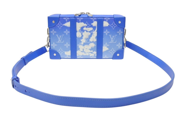 極美品 LOUIS VUITTON ルイヴィトン ソフトトランク クラウズ ショルダーバッグ ヴァージル期 M45432 カウハイドレザー ブルー ホワイト 中古 4b004887