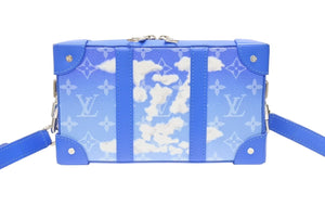 極美品 LOUIS VUITTON ルイヴィトン ソフトトランク クラウズ ショルダーバッグ ヴァージル期 M45432 カウハイドレザー ブルー ホワイト 中古 4b004887