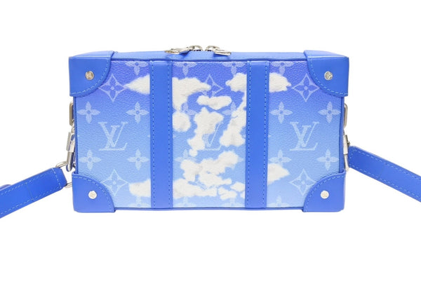 極美品 LOUIS VUITTON ルイヴィトン ソフトトランク クラウズ ショルダーバッグ ヴァージル期 M45432 カウハイドレザー ブルー ホワイト 中古 4b004887