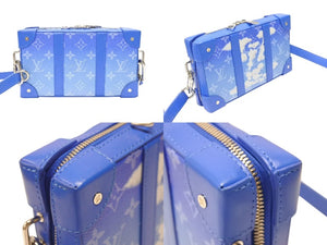 極美品 LOUIS VUITTON ルイヴィトン ソフトトランク クラウズ ショルダーバッグ ヴァージル期 M45432 カウハイドレザー ブルー ホワイト 中古 4b004887