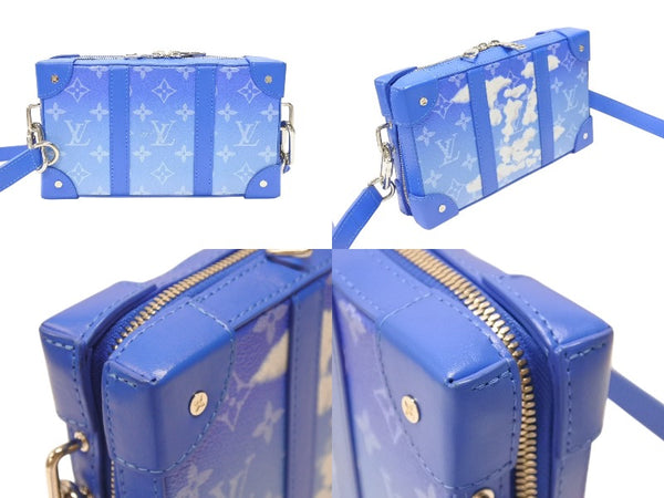 極美品 LOUIS VUITTON ルイヴィトン ソフトトランク クラウズ ショルダーバッグ ヴァージル期 M45432 カウハイドレザー ブルー ホワイト 中古 4b004887