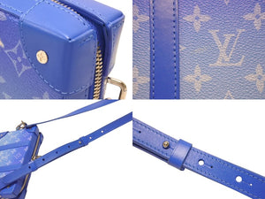 極美品 LOUIS VUITTON ルイヴィトン ソフトトランク クラウズ ショルダーバッグ ヴァージル期 M45432 カウハイドレザー ブルー ホワイト 中古 4b004887