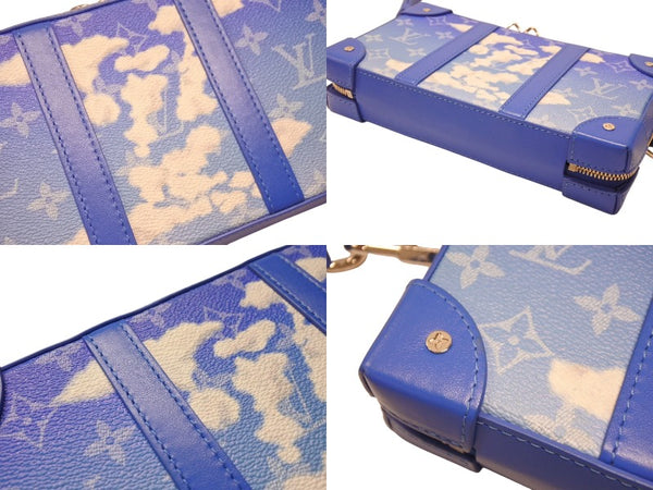 極美品 LOUIS VUITTON ルイヴィトン ソフトトランク クラウズ ショルダーバッグ ヴァージル期 M45432 カウハイドレザー ブルー ホワイト 中古 4b004887