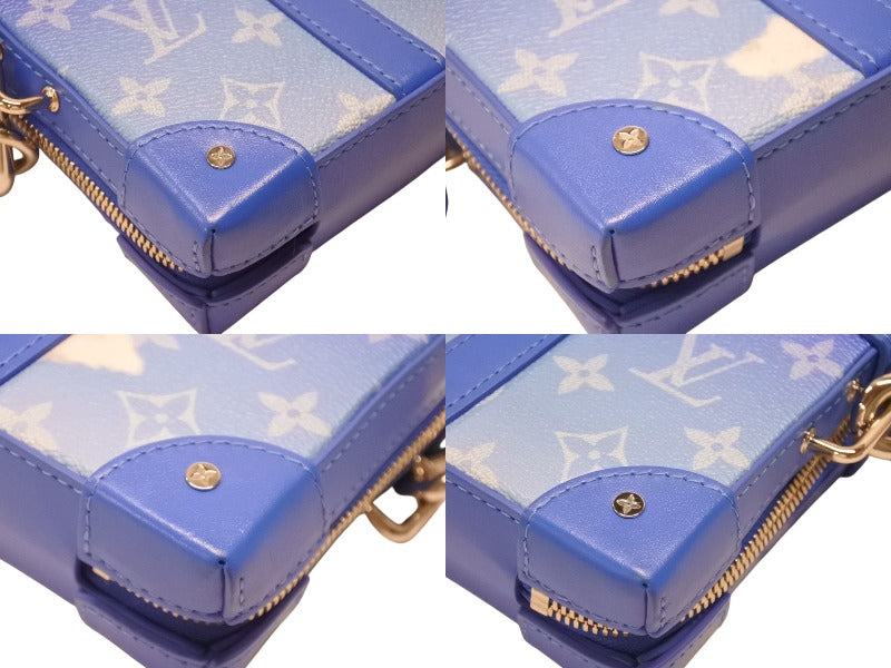 極美品 LOUIS VUITTON ルイヴィトン ソフトトランク クラウズ ショルダーバッグ ヴァージル期 M45432 カウハイドレザー ブルー ホワイト 中古 4b004887
