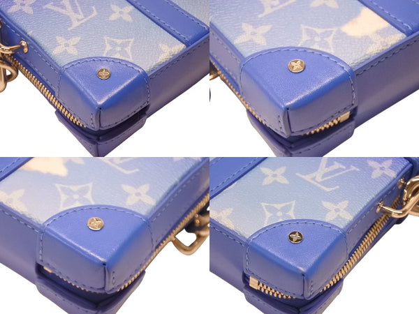 極美品 LOUIS VUITTON ルイヴィトン ソフトトランク クラウズ ショルダーバッグ ヴァージル期 M45432 カウハイドレザー ブルー ホワイト 中古 4b004887
