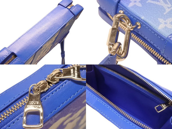 極美品 LOUIS VUITTON ルイヴィトン ソフトトランク クラウズ ショルダーバッグ ヴァージル期 M45432 カウハイドレザー ブルー ホワイト 中古 4b004887