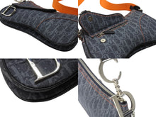 Load image into Gallery viewer, 極美品 Christian Dior クリスチャンディオール フライトライン ショルダーバッグ トロッター レザー キャンバス ネイビー オレンジ シルバー金具 中古 4b004892