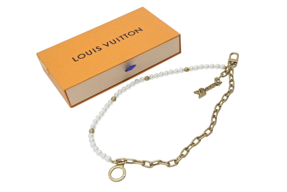 新品未使用 LOUIS VUITTON ルイヴィトン バッグチャーム チェーンベルト パール M01689 ガラスパール メタル Pharrell Williams 中古 4b004894