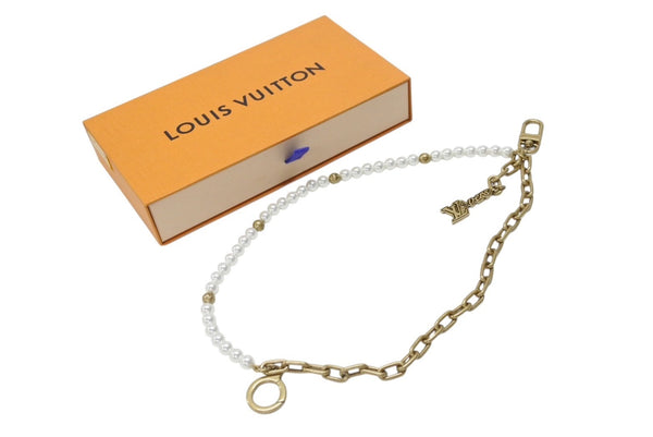 新品未使用 LOUIS VUITTON ルイヴィトン バッグチャーム チェーンベルト パール M01689 ガラスパール メタル Pharrell Williams 中古 4b004894