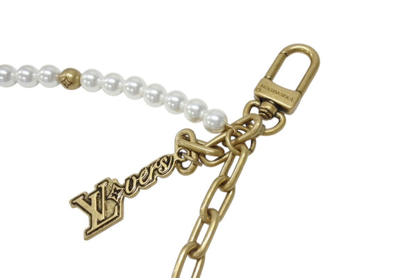 新品未使用 LOUIS VUITTON ルイヴィトン バッグチャーム チェーンベルト パール M01689 ガラスパール メタル Pharrell Williams 中古 4b004894