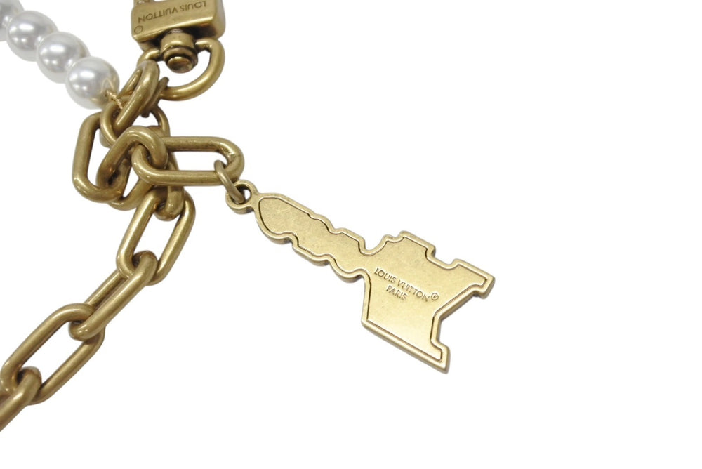 New and unused LOUIS VUITTON Bag Charm Chain Belt Pearl M01689 Glass Pearl Metal Pharrell Williams Used 4b004894