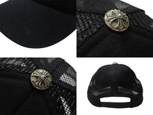 Load image into Gallery viewer, 極美品 CHROME HEARTS クロムハーツトラッカーキャップ ロサンゼルス限定 CHロゴ刺繍 クロスボール シルバー 925 ブラック 中古 4b004903