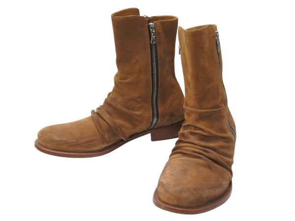 AMIRI アミリ SKINNY STACK BOOT スキニースタックサイドジップブーツ スウェード ブラウン サイズ11 2/1 良品 中古 4b004915