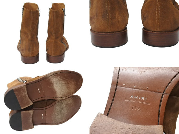 AMIRI アミリ SKINNY STACK BOOT スキニースタックサイドジップブーツ スウェード ブラウン サイズ11 2/1 良品 中古 4b004915