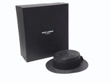 画像をギャラリービューアに読み込む, 新品未使用 SAINT LAURENT サンローラン ラフィアハット 帽子 551676 4YB50 イタリア製 レーヨン コットン ブラック サイズL 中古 4b004917