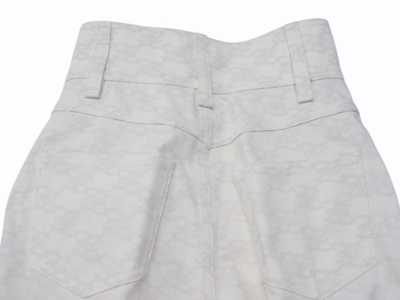 FENDI フェンディ FF総柄 パンツ レディース サイズ36 FLP631 ホワイト アイボリー 美品 中古 4b004918