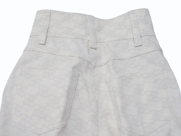 FENDI フェンディ FF総柄 パンツ レディース サイズ36 FLP631 ホワイト アイボリー 美品 中古 4b004918