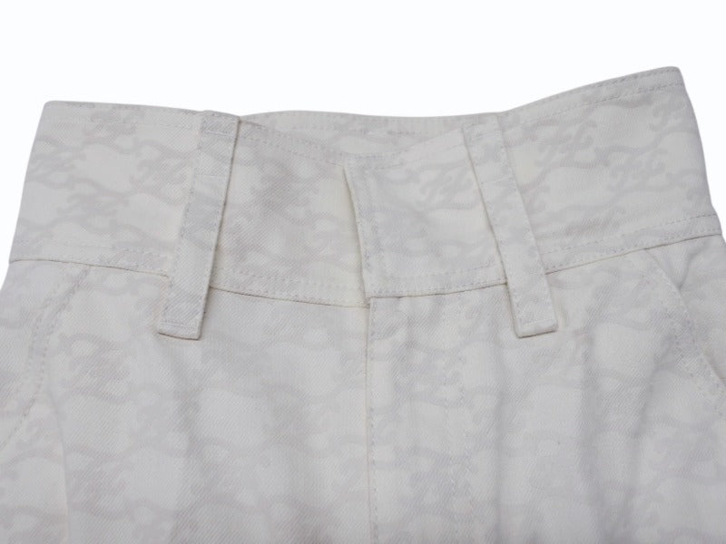 FENDI フェンディ FF総柄 パンツ レディース サイズ36 FLP631 ホワイト アイボリー 美品 中古 4b004918