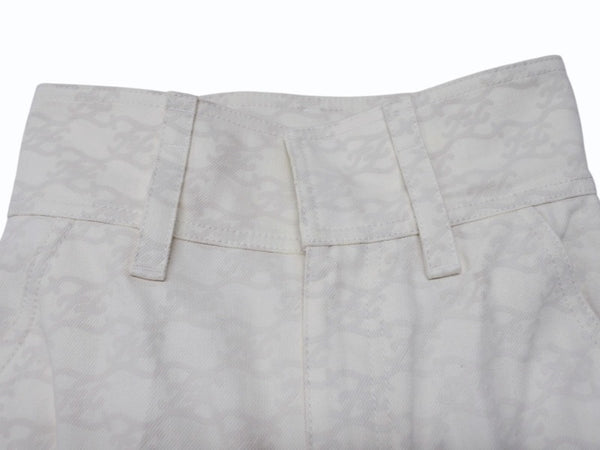 FENDI フェンディ FF総柄 パンツ レディース サイズ36 FLP631 ホワイト アイボリー 美品 中古 4b004918