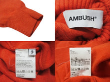 画像をギャラリービューアに読み込む, AMBUSH アンブッシュ ニット ハイネック ロゴ ウール ナイロン ポリウレタン レッド サイズ3 美品 中古 4b004922