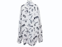 画像をギャラリービューアに読み込む, AMBUSH アンブッシュ 長袖シャツ 総柄プリント JAPAN製 コットン ホワイト ブラック サイズ2 美品 中古 4b004923