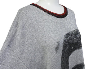 極美品 RAF SIMONS ラフシモンズ The Clash サマーニット 915568 スカーフドッキング ラメ シルバー レーヨン ポリエステル サイズXS 中古 4b004934