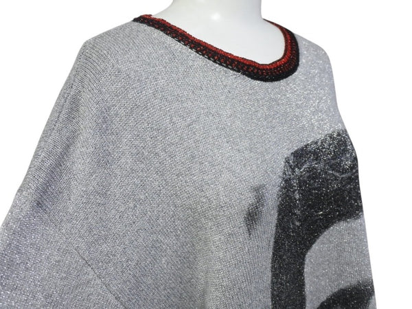 極美品 RAF SIMONS ラフシモンズ The Clash サマーニット 915568 スカーフドッキング ラメ シルバー レーヨン ポリエステル サイズXS 中古 4b004934