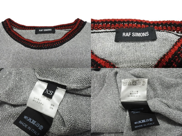 極美品 RAF SIMONS ラフシモンズ The Clash サマーニット 915568 スカーフドッキング ラメ シルバー レーヨン ポリエステル サイズXS 中古 4b004934