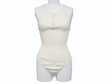 画像をギャラリービューアに読み込む, CELINE セリーヌ ボディスーツ トップス 2A08V372N ハーフジップ サイドロゴ コットンリブ アイボリー 美品 中古 4b004935
