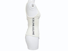 画像をギャラリービューアに読み込む, CELINE セリーヌ ボディスーツ トップス 2A08V372N ハーフジップ サイドロゴ コットンリブ アイボリー 美品 中古 4b004935