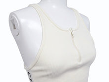 画像をギャラリービューアに読み込む, CELINE セリーヌ ボディスーツ トップス 2A08V372N ハーフジップ サイドロゴ コットンリブ アイボリー 美品 中古 4b004935