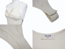 画像をギャラリービューアに読み込む, CELINE セリーヌ ボディスーツ トップス 2A08V372N ハーフジップ サイドロゴ コットンリブ アイボリー 美品 中古 4b004935